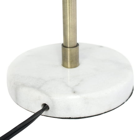 Lalia Home - Asymmetrical Marble and Metal Desk Lamp with Black Sloped Shade - Black/Gold/White