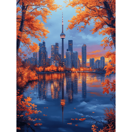 Autumn Toronto Cityscape Canvas Print/Wall Art, Suitable for Living Room,Dining Room, and Hotel Decoration