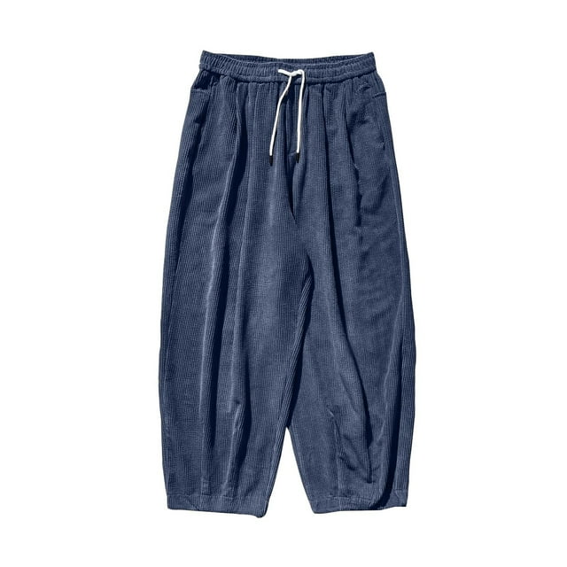 PEASKJP Sweatpants for Men Loose Fit Elastic Drawstring Waist Straight-Legs Summer Long Pants, Navy XL