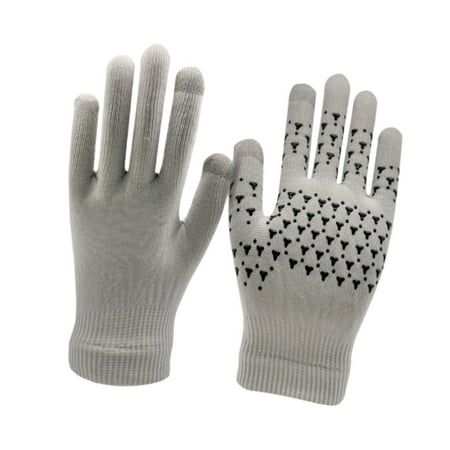 Luwecf Sports Gloves Touch Screen Anti Slip Warm Mittens for Running Skiing Fishing Gray