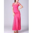 thumbnail image 5 of Whitewed Modern Waltz Ballroom Exam Dance Practice Clothes Wear Attire with Sleeves Adult Rose Red, 5 of 5