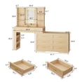 thumbnail image 2 of ELYKEN Makeup Vanity Desk with LED Mirror, 8 Drawers, 78"W, Natural, 2 of 11