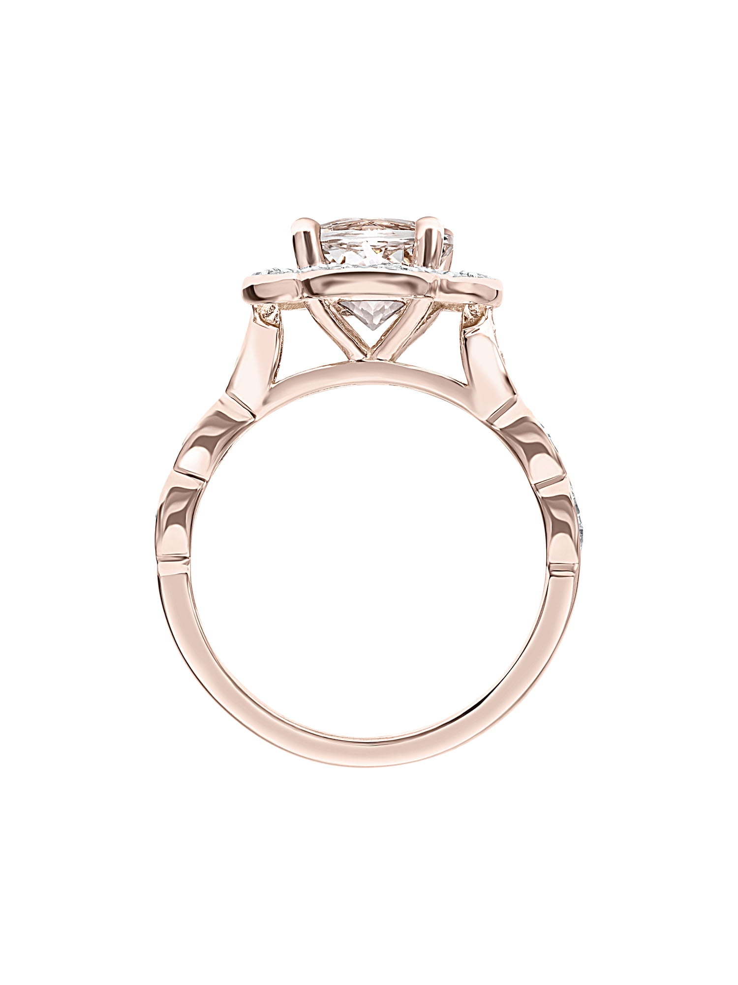 1-1/4 Carat T.G.W. Morganite & 1/8 Carat T.W. Diamond Quatrefoil Engagement Ring in 10k Rose Gold