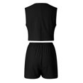 thumbnail image 5 of vigerkar Womens Two Piece Set Sleeveless V Neck Button Front Vest Drawstring High Waist Shorts Pockets Casual Bussiness Black, XL, 5 of 6