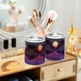 thumbnail image 3 of Yayeee 2 Pack Qtip Holder Bathroom Cotton Swab Canister with Lid Clear Dispenser Set, Black Neon Road, 3 of 6