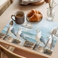 thumbnail image 3 of Coastal Seagull Placemats Set of 6 Summer Beach Vintage Nautical Sailboat Place Mats Indoor Wipeable Table Mats Washable Cloth Dining Table Placemats for Kitchen Holiday Party Home Decor 13x19 Inch, 3 of 9