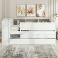thumbnail image 2 of Euroco Wood Twin Size Daybed with Desk and Trundle, Platform Bed with Cabinets and USB Charging Station, 2 of 16
