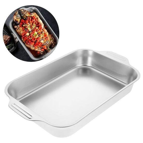 AURARMLET Stainless Steel Roasting Pan - Portable Grill Pan for Fish, Meat, and Home Cooking Use