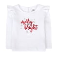 thumbnail image 2 of Baby Essentials Merry and Bright Ruffle Long Sleeve Shirt with Matching Velour Bell Flared Santa Pants & Black Velour Headband for Infant Toddler Girls of 12 Months for Christmas, Holiday & Photos, 2 of 6