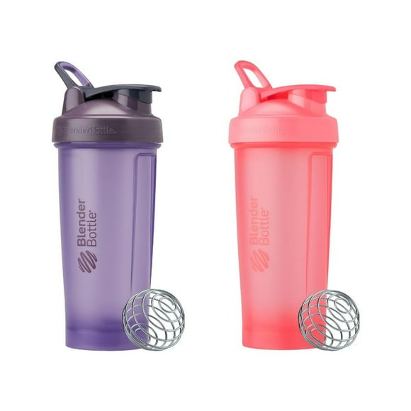 Shaker Bottle BlenderBottle Classic V2, 800 ml (paquete de 2), color rosa y morado