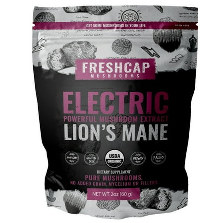 ELECTRIC - Lion's Mane Mushroom Extract Powder - USDA Organic -60 g- Supplement - Mental Clarity and Focus - Add to Coffee/Tea/Smoothies-Real Fruiting Body No