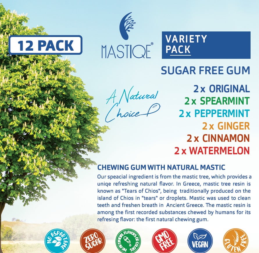 Mastiqe Sugar Free Chewing Gum with Natural Mastic -Variety Pack