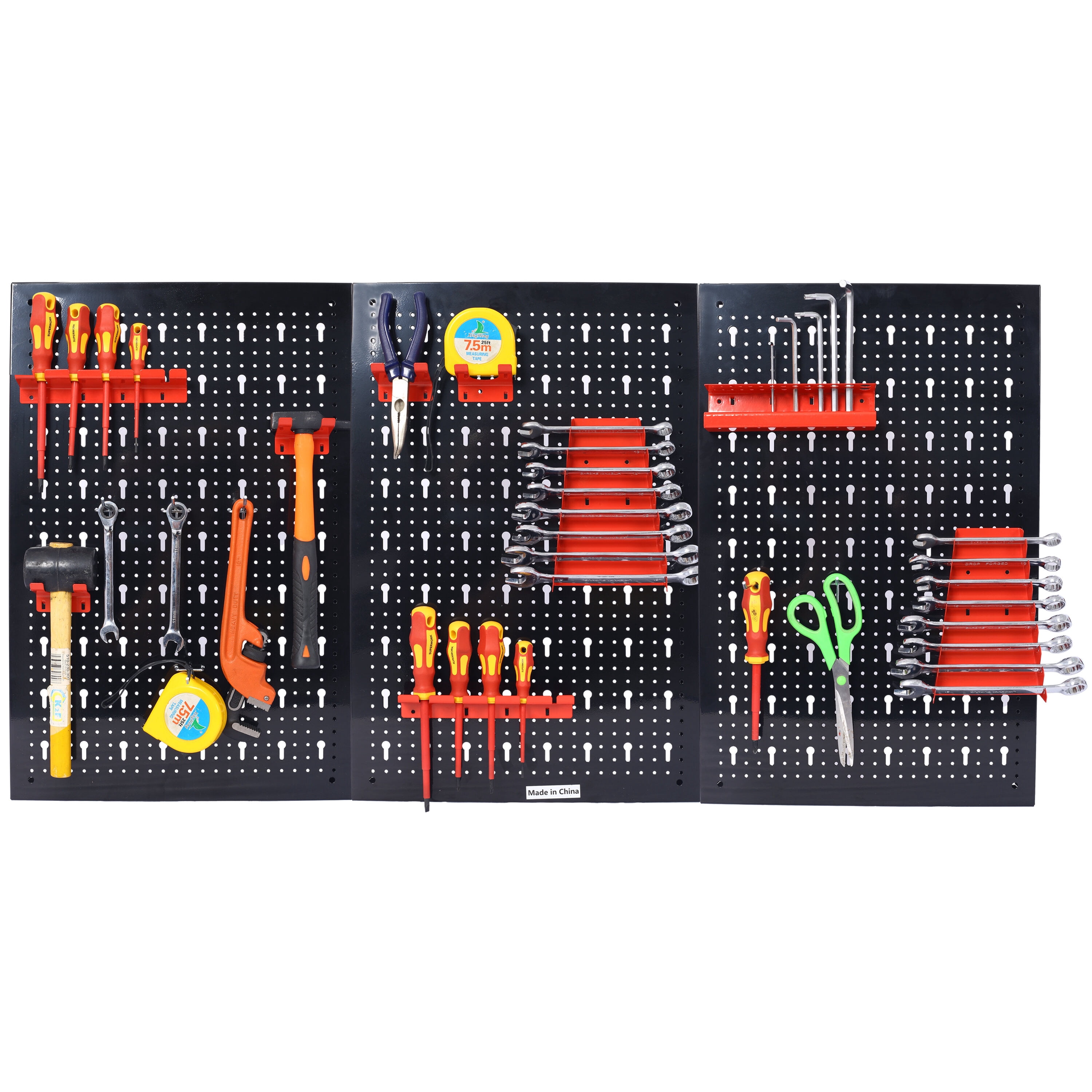 4ft Metal Pegboard Wall Organizer Kit - Heavy Duty 132LB Capacity Tool Storage System with 3 Panels, Hooks & Accessories for Garage, Workshop (Black)