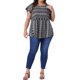 thumbnail image 2 of Blusa de talla grande para mujer Agnes Orinda, con estampado floral bohemio, cuello redondo y mangas con volantes, 1X negra, 2 of 6