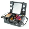 thumbnail image 1 of Kemier Makeup Train Case - Cosmetic Organizer Box Makeup Case with Lights and Mirror / Makeup Case with Customized Dividers / Large Makeup Artist Organizer Kit (Black), 1 of 8