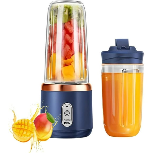 Personal Blender for Shakes and Smoothies, 400ml Capacity, USB Rechargeable, BPA Free Travel Cup and Lid, mini Blender for Smoothies and Juice., 7.34 inch, Blue