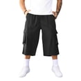 thumbnail image 2 of SOOMLON Mens Cargo Capri Pants Big and Tall Elastic Waist Half Pants Loose Outdoor Pants Trendy Weekend Clothes, 2 of 9