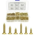 thumbnail image 1 of 1200 Pieces Self-Tapping Flat Head Cross Small Screws Self-Tapping Cross Small Screws for Small Hinge Antique Self-Tapping Multi-purpose DIY Miniature Screw Set Golden, 1 of 7