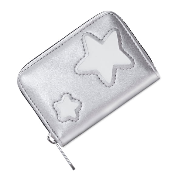 Roomy Star Patterned Short Wallet PU Leather Cards Cash Organizers Multi Card Small Wallet for Women and Girls