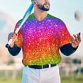thumbnail image 4 of Fotbe Colorful Glitter Baseball Jersey Shirt for Men and Women, Casual Short Sleeves Button Down T-Shirt-Small, 4 of 9
