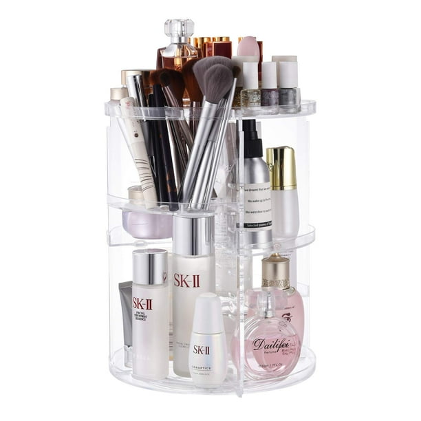 Organizador de maquillaje seinlife, giratorio 360 grados, ajustable, transparente