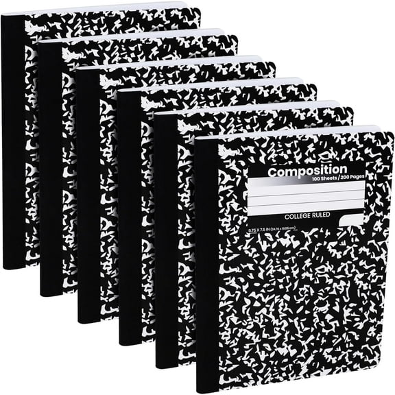 Composition Notebooks, College Ruled Paper Writing Journals, Marble Cover College Ruled Composition Books, 100 Sheets - 6 Pack