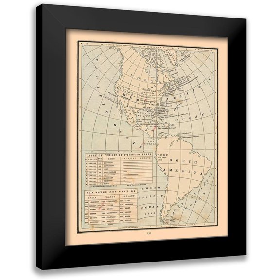 Cram 12x14 Black Modern Framed Museum Art Print Titled - Western Hemisphire Discovery - Cram 1888