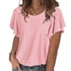 thumbnail image 2 of Camiseta informal holgada con cuello redondo y puntos de manga con volantes para mujer, Top de verano para uso diario, 2 of 6