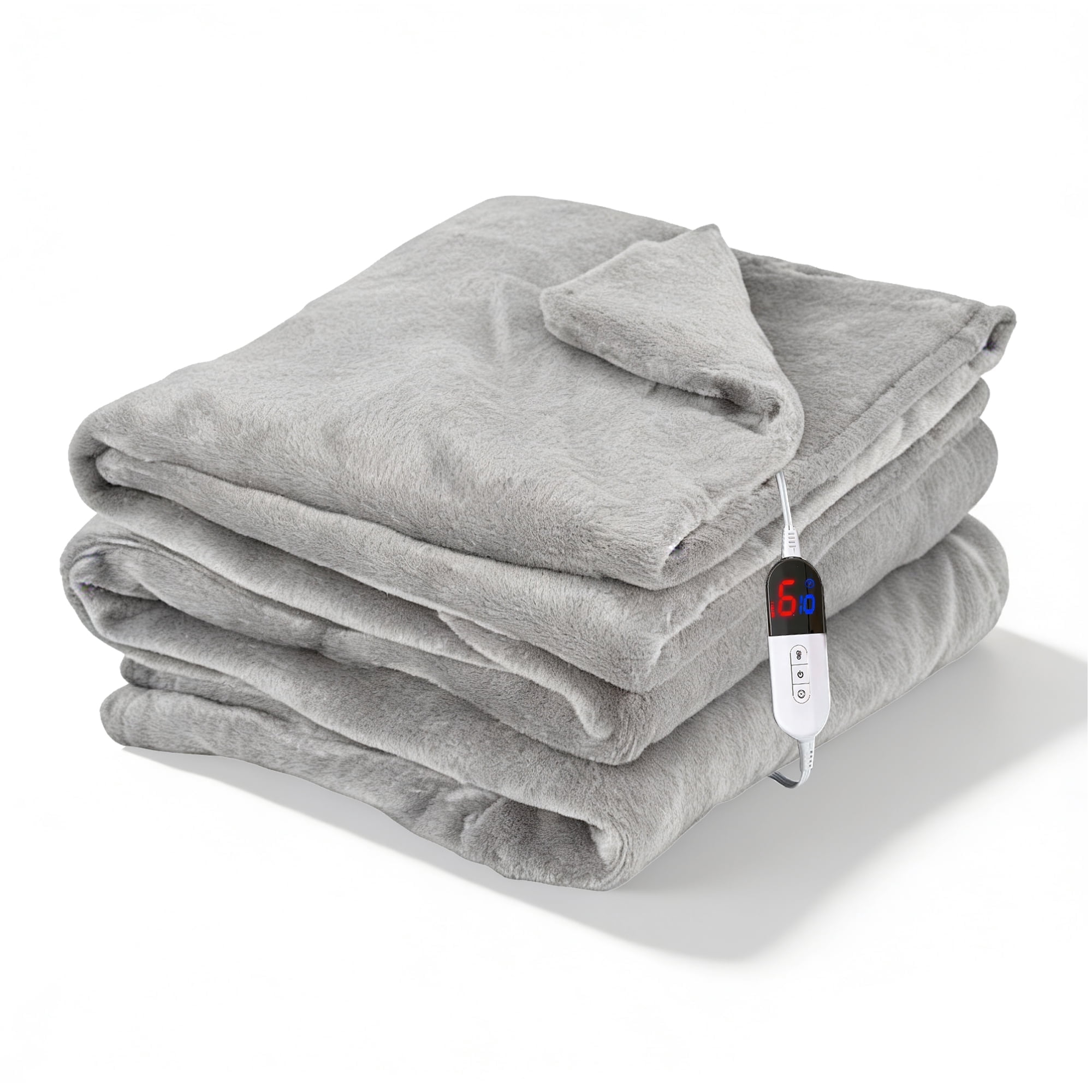 TRUSTWARMTH Electric Heated Blanket Twin Size 62"x84" with 6 Heating Levels 10 Hours Auto off Fast Heating Over-Heated Protection Ultra Soft Warm Flannel ETL Certified,Warm Gifts, Light Gray