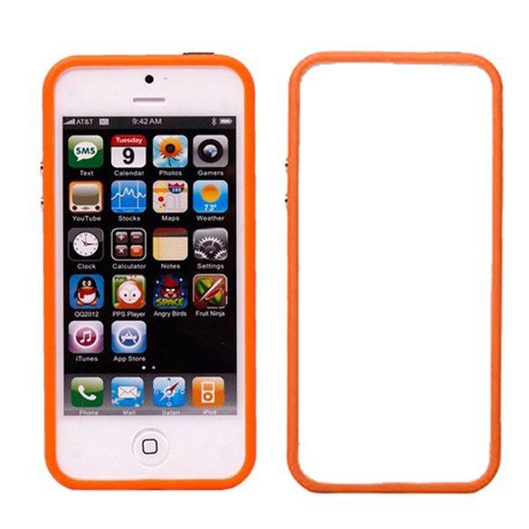 Funda de silicona de plástico con marco parachoques con botón de volumen para iPhone 5G