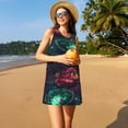 thumbnail image 3 of Fotbe Red And Green Carnation Vestido de Verano sin Mangas para Mujer – Vestido Midi Línea A, Estilo Camiseta Floral, Vestido Playero Casual y Fluido, 3 of 7