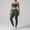 Green(Tank Top+Pant), variant on PISONIC Women 2 Piece Two-Piece Contrast Trim Yoga Set, Double Strap Square Neck Padded Sports Bra & High Waist Butt Lifting Full Length Leggings, Workout Gym Activewear Outfit