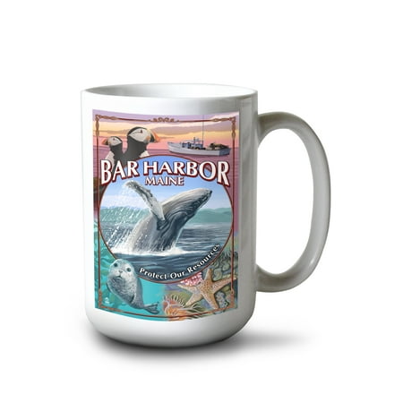 

15 fl oz Ceramic Mug Bar Harbor Maine Wildlife Montage Dishwasher & Microwave Safe