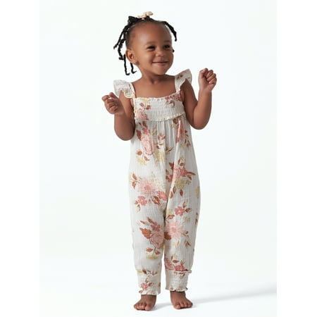 

Modern Moments by Gerber Baby Girl Flutter Sleeve Gauze Romper Sizes 0/3M-24M
