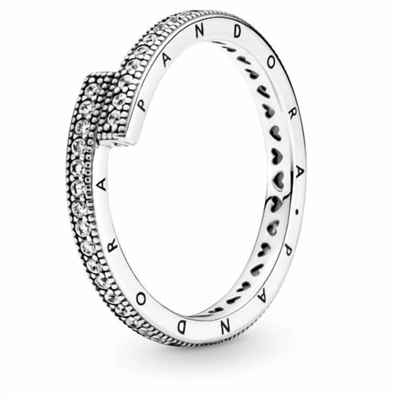 PANDORA Sparkling Overlapping Ring, 925 Sterling Silver, Size: EUR-58, US-8.5 - 199491C01-58