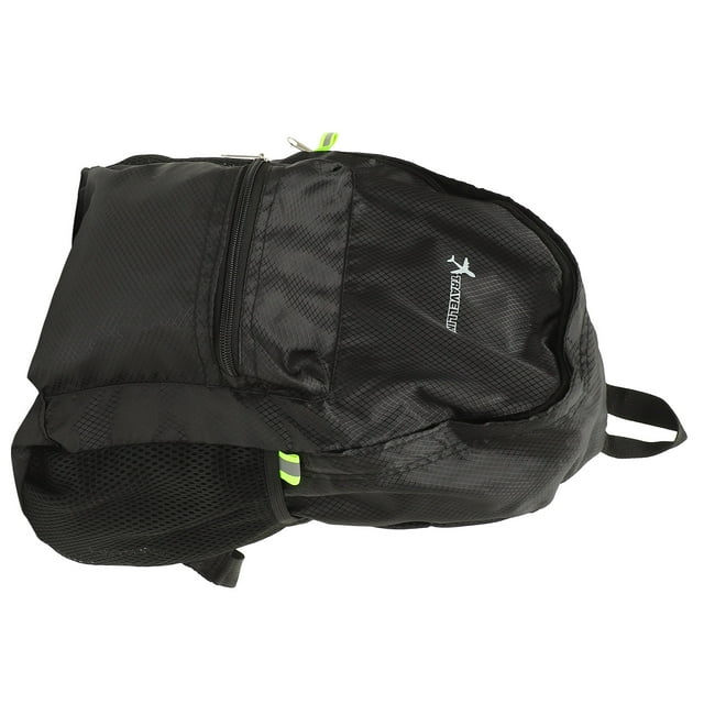 CRAFTHROU Backpack Foldable Black Expendable Side Mesh Pockets for Traveling and School Bag 1Pcs