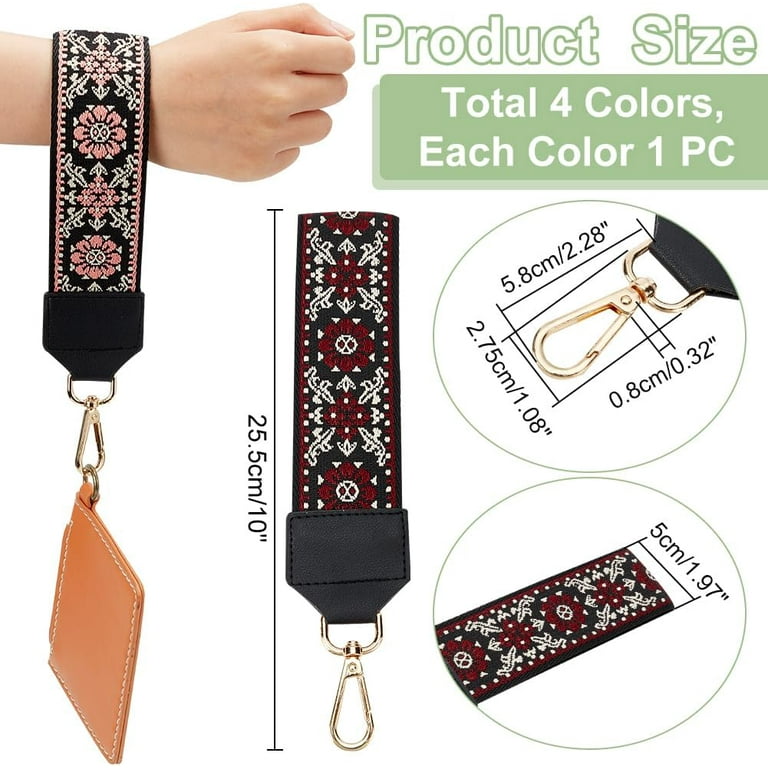 4 Colors Keychain Wristlet Lanyard Ethnic Style Webbing Wristlet