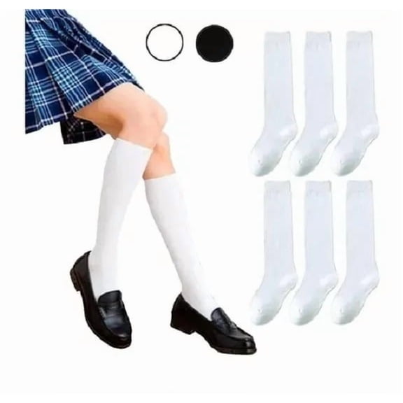 Calceta Escolar Lisa 6 Pares Talla 9/12 Años Color Blanco