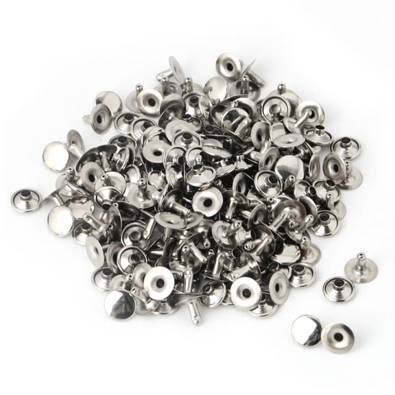 100x Double Cap Rivet Tubular Metal1eatherCraft Repairs Studs Punk Spike Decor