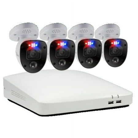 Swann - Professional 8-Channel, 4-Camera Indoor/Outdoor Wired 4K UHD 2TB DVR Security Camera Surveillance System - White
