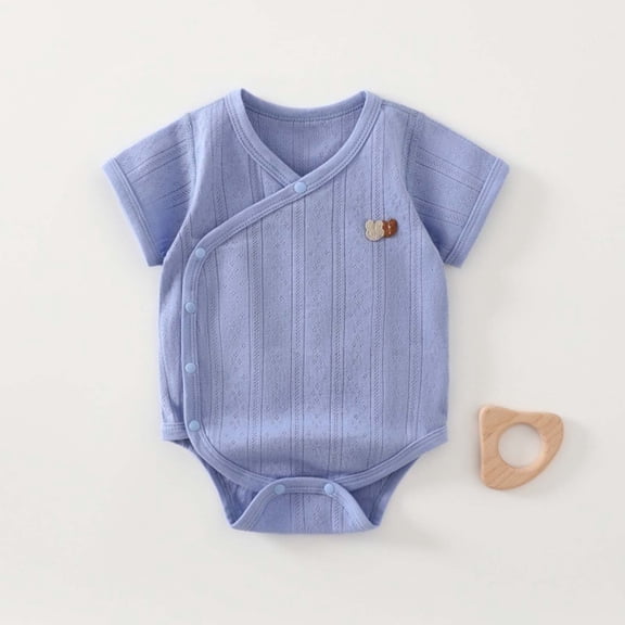 Mifsaly Newborn Baby Bodysuit Short Sleeve Ribbed Cotton Bodysuits Infant Soft Breathable Daily Outfits