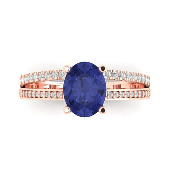 Clara Pucci 14K Rose Gold 2.32ct Tanzanite Solitaire with Accents Ring