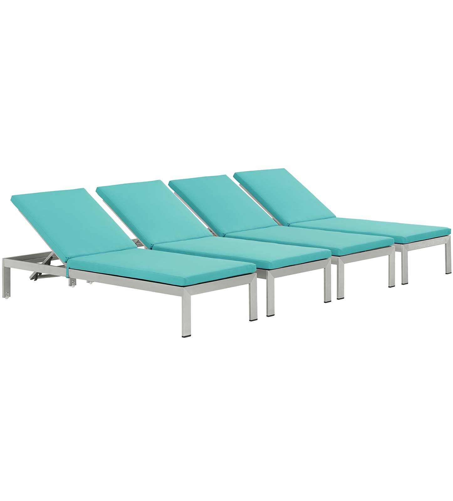 Modern Contemporary Urban Design Outdoor Patio Balcony Chaise Lounge Chair ( Set of 4), Blue, Aluminum - image 1 of 6