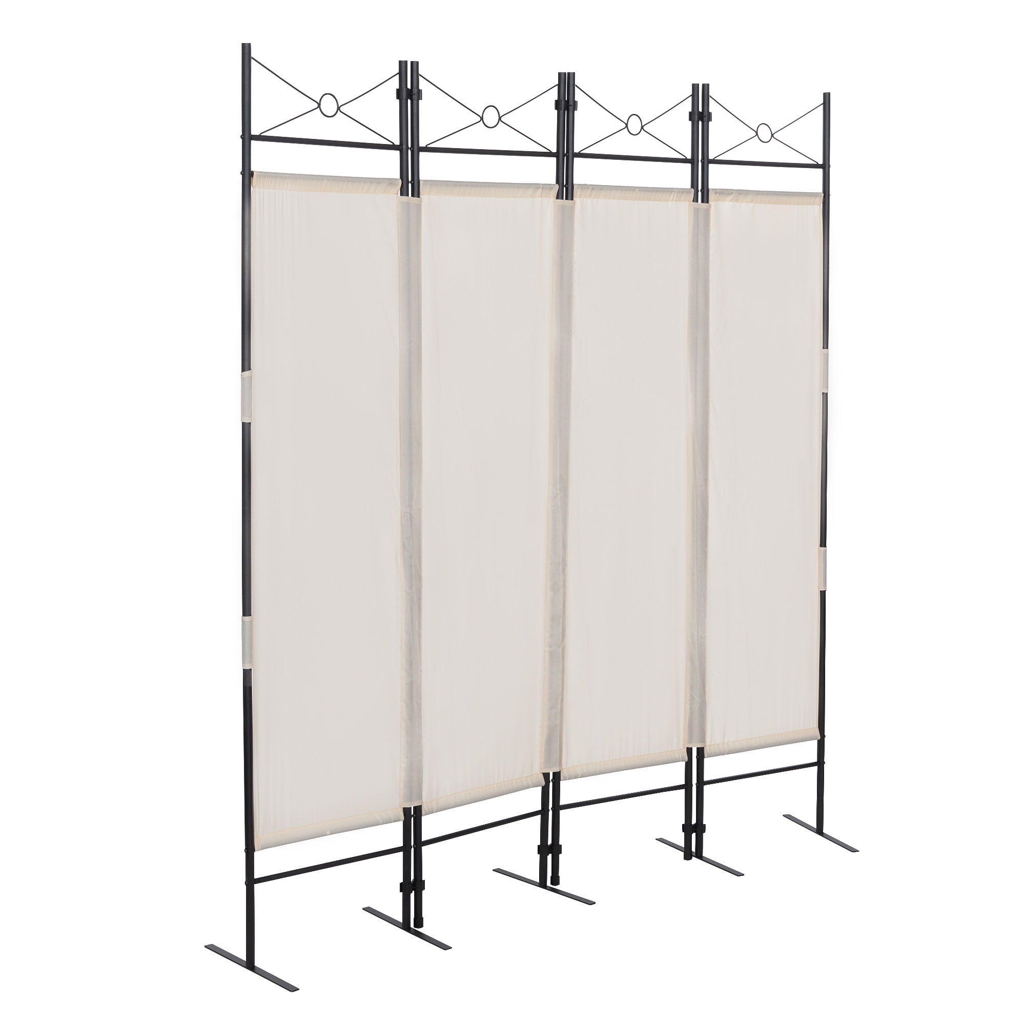 Kadyn 4 Panel Partition Room Separators Black, Folding Indoor Divider for Home, Office Room Divider for Living Room, Beige
