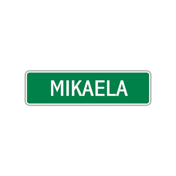 Mikaela Girls Children Name Letter Printed Indoor Outdoor Unique Wall Novelty Plaque Decoration Label Aluminum Metal Sign 4"x13.5"