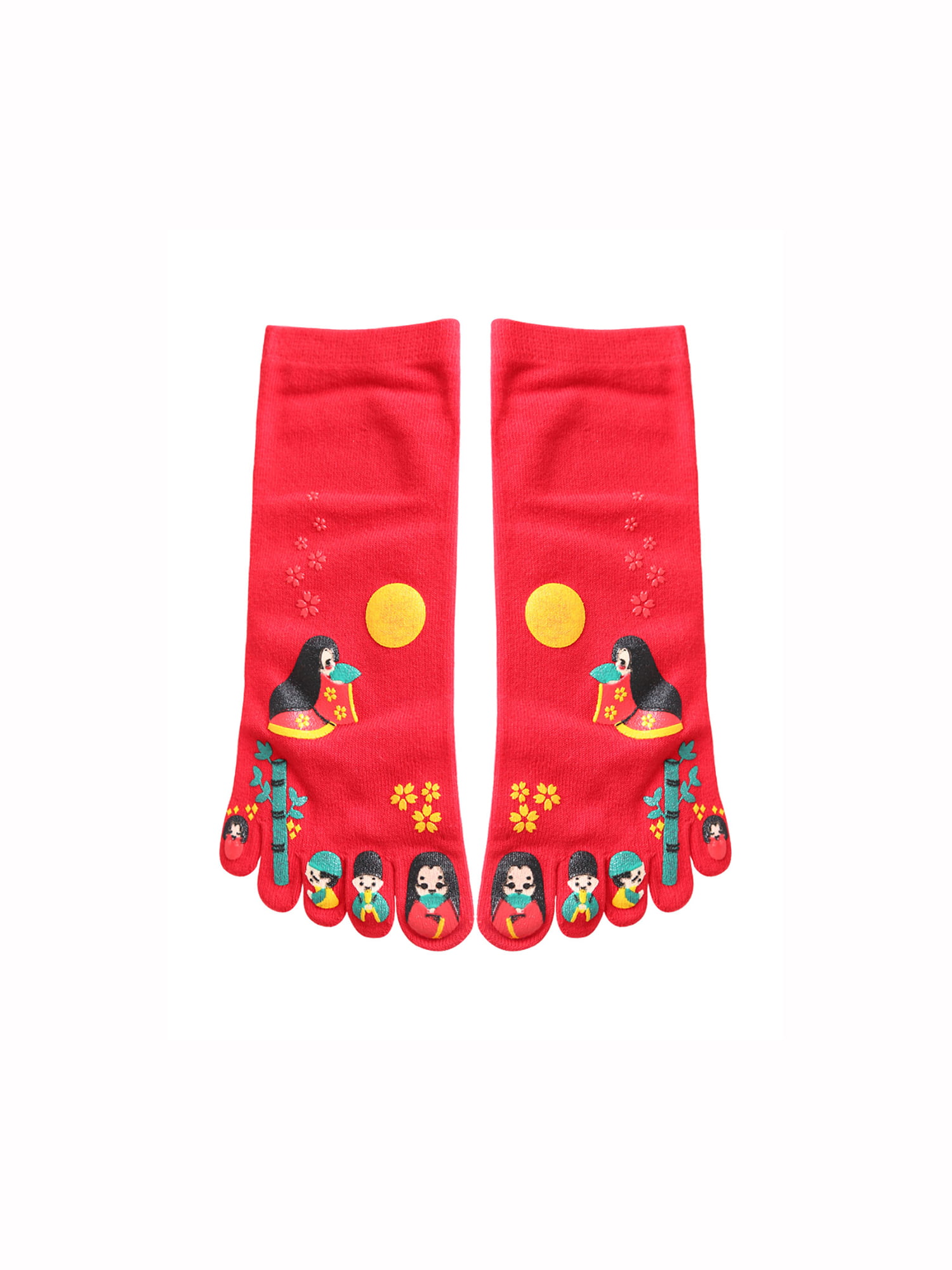 Women 2 Pack Japanese Cartoon Print Five Toe Socks