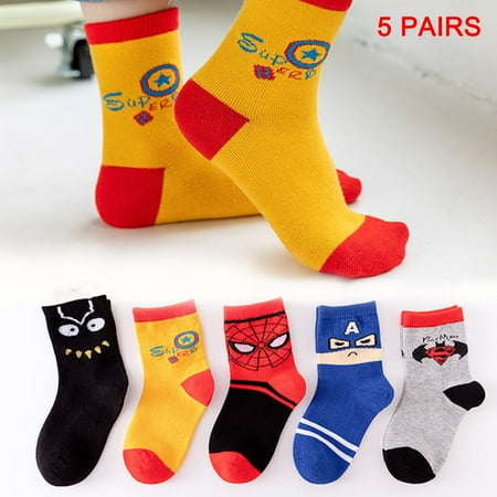 

Super Hero Adventures Spider-Man Boys 6 pack Socks Boys Daily Children Crew Socks Spider Man Pattern Cute Cartoon