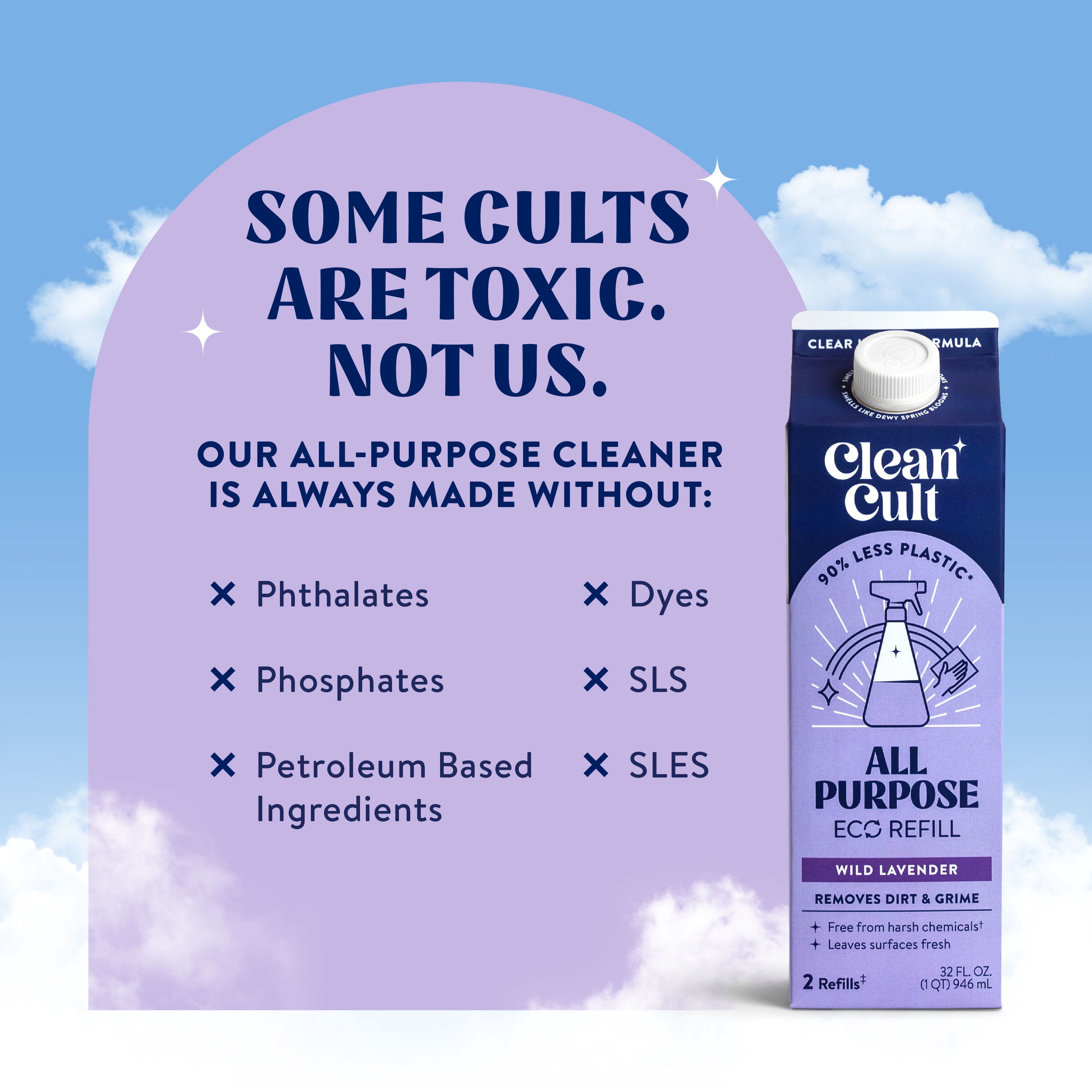 Cleancult All Purpose Cleaner Refill, Nature-Inspired Ingredients, Wild Lavender Scent, 32 fl oz