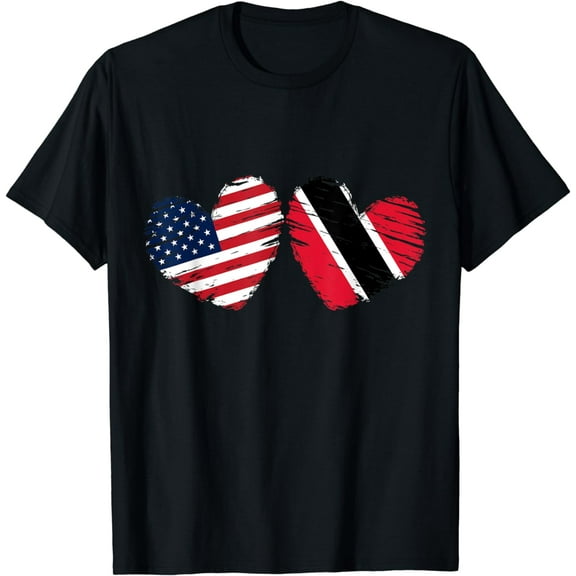 USA Trinidad and Tobago Flag Heart Trinbagonian American T-Shirt