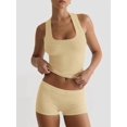 thumbnail image 3 of Women'S Slim Fit Sports Shorts Set Sleeveless Top and Shorts Yellow L, 3 of 7